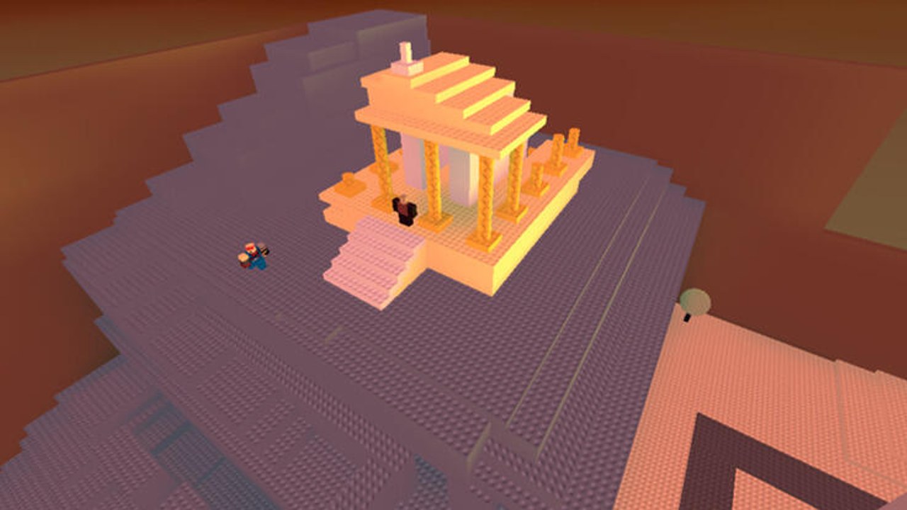 Real Chaos Canyon Roblox screenshot: desert canyon BrickBattle cliffs around Battle Cube